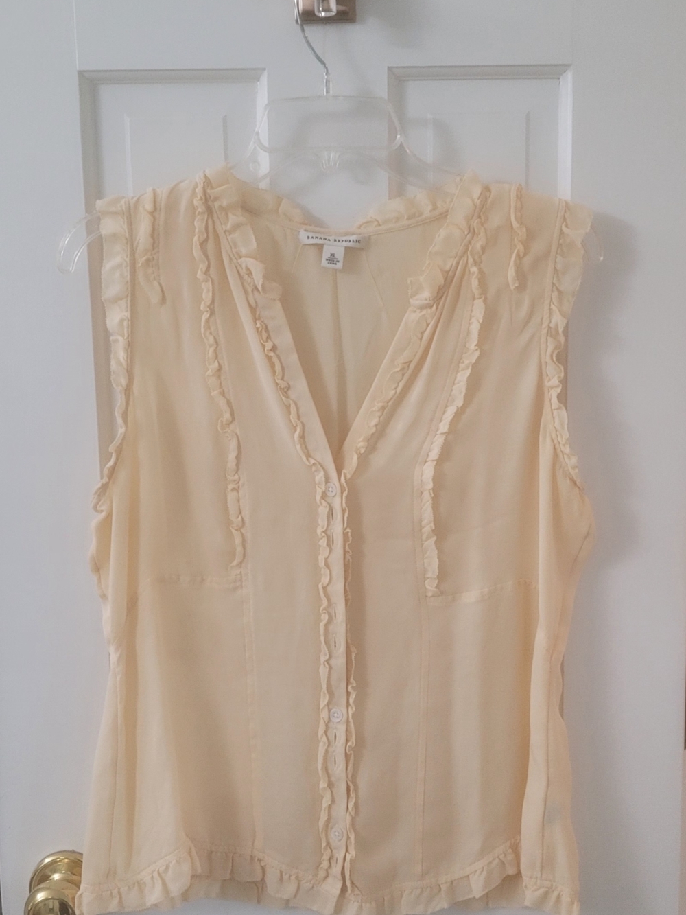 Banana Republic Cream Ruffle-Trim Sleeveless Blouse